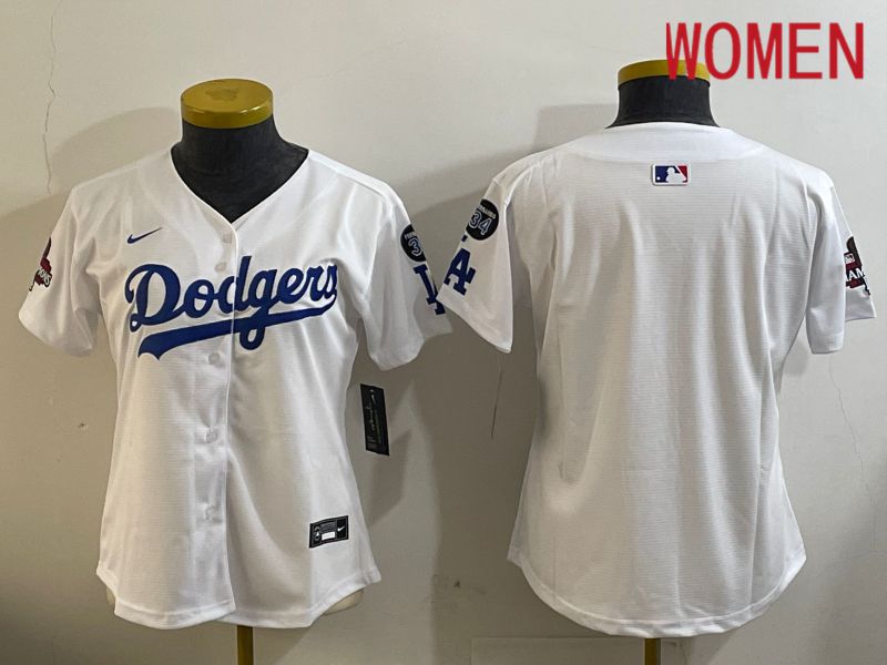 Women Los Angeles Dodgers Blank White Game 2024 Nike MLB Jersey style 12091